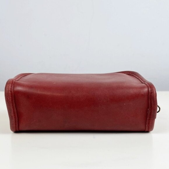 Coach Vintage Chunky Chubby Smooth Red Leather Zip Makeup Cosmetic Travel Case - Picture 9 of 16